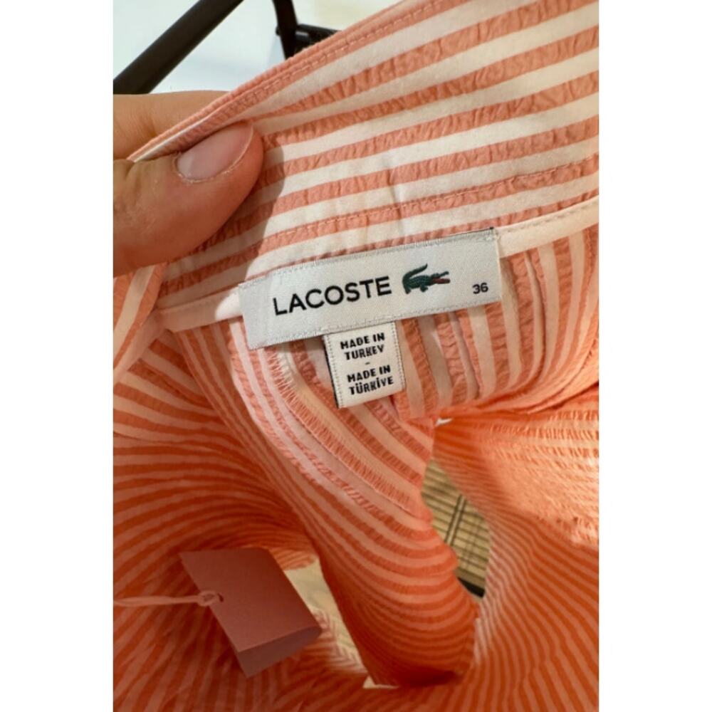 Lacoste Set - Striped Seersucker Jacket with Seersucker Wrap Skirt size 36 US 4 - Picture 5 of 12